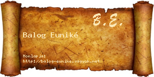 Balog Euniké névjegykártya